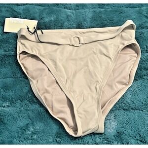 Michael Kors Women Size Small High Waist Logo Ring Bikini Bottoms Y2K Khaki Lux